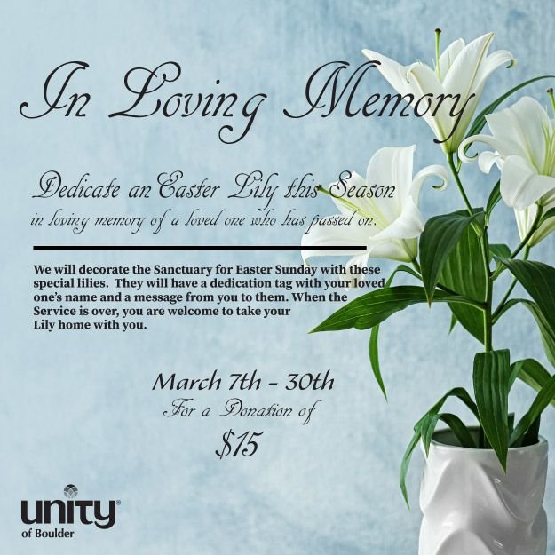 Easter Lily Fundraiser · Unity of Boulder Spiritual Community